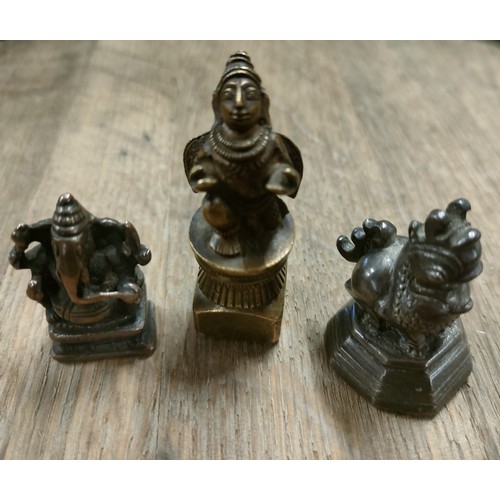 65 - A Collection of three bronze Indian goddess figures