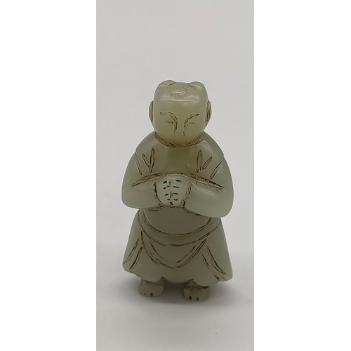 44 - 19th century Chinese hand carved jade praying figure [5.5cm high]