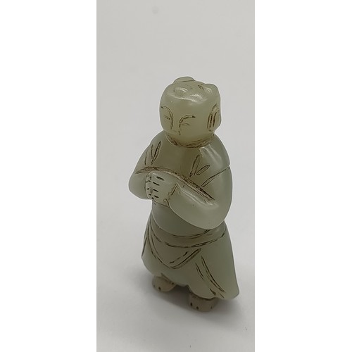 44 - 19th century Chinese hand carved jade praying figure [5.5cm high]