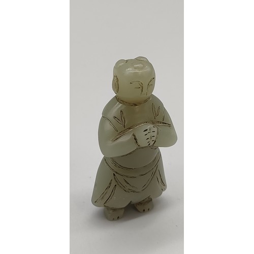 44 - 19th century Chinese hand carved jade praying figure [5.5cm high]