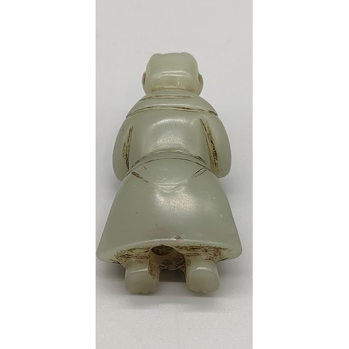 44 - 19th century Chinese hand carved jade praying figure [5.5cm high]