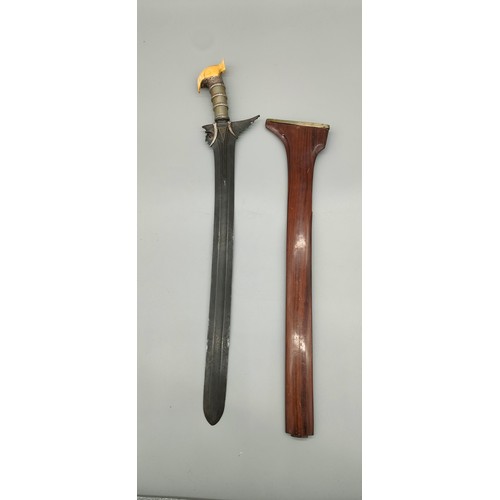 48 - Extremely Fine 19th century Philippine Sulu Moro KRIS Sword. Bone, silver and metal work handle, Sil... 