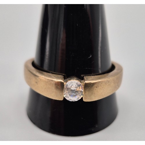 52 - 9ct yellow gold gents ring fitted with an Ice Zircon Stone. [Ring size W] [4.30Grams]