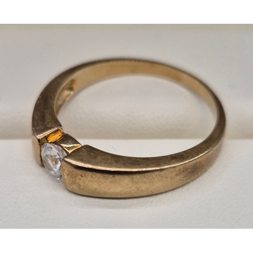 52 - 9ct yellow gold gents ring fitted with an Ice Zircon Stone. [Ring size W] [4.30Grams]