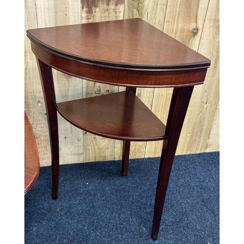 502 - Mahogany McIntosh of Kirkcaldy coffee table, together with a darkwood corner table by Legate.