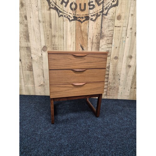 503 - Mid century Europa furniture three drawer bedside cabinet. [70x50x45cm]