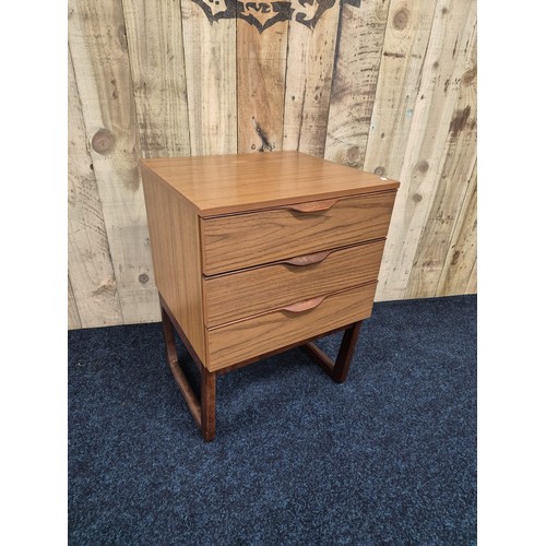 503 - Mid century Europa furniture three drawer bedside cabinet. [70x50x45cm]