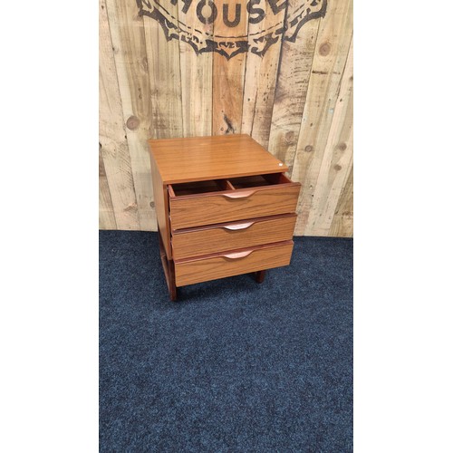 503 - Mid century Europa furniture three drawer bedside cabinet. [70x50x45cm]