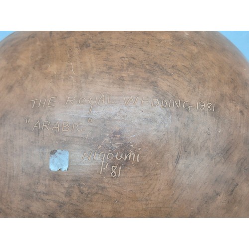 63 - 'The Great Royal Wedding' dish 'ARABIC', by Siddig El Nigoumi, earthenware, Britain, 1981.
Unglazed ... 