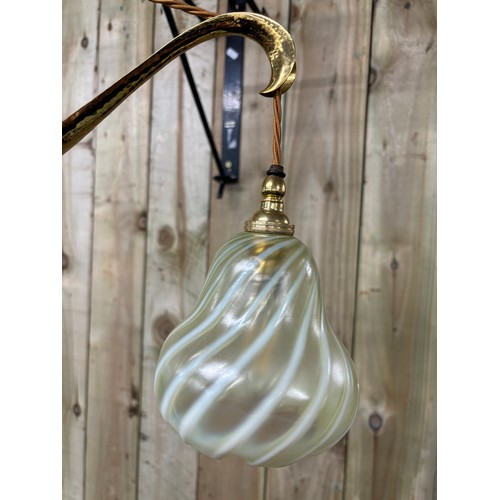 110 - Art Nouveau, Arts & crafts Glasgow School of Art style light fitting; Hammered gilt brass body work,... 