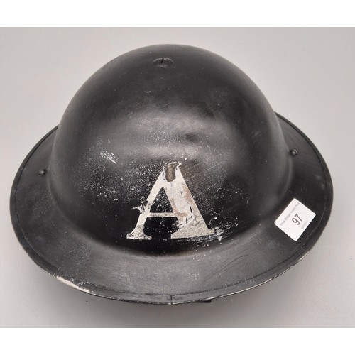 97 - B.M.B 1. 1939 WWII British Ambulance tin helmet.
