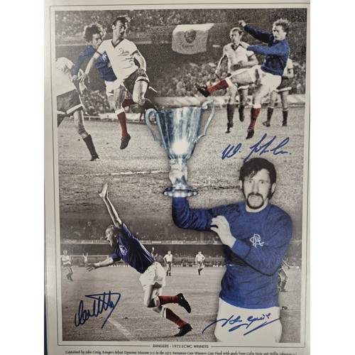 100 - John Greig, Colin Stein, Willie Johnston Signed Glasgow Rangers 1972 European Cup Winners Cup Final ... 