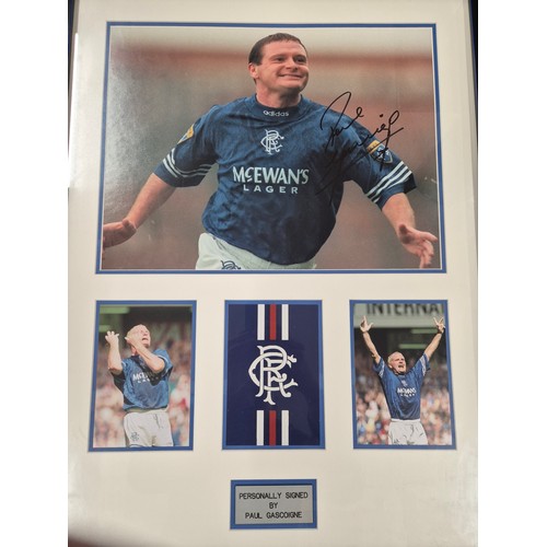 101 - Framed Paul Gascoigne signed photograph. Comes with certificate of authenticity and picture of him s... 