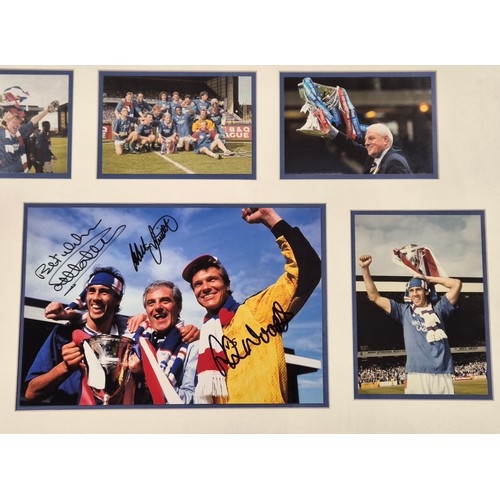 103 - Framed Mark Hateley, Walter Smith & Chris Woods Signed Glasgow rangers Celebration photographs. Come... 