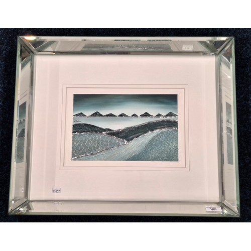 108 - Stella Parslow 
Original artwork mixed media depicting landscape. Fitted within a  bevel edge mirror... 