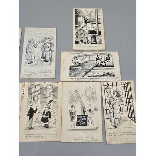 59 - Bill Tait
WWII Era Cartoonist for the newspapers; 10 Original pen artworks showing various military ... 