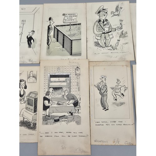 50 - Bill Tait
WWII Era Cartoonist for the newspapers; 10 Original pen artworks showing various military ... 