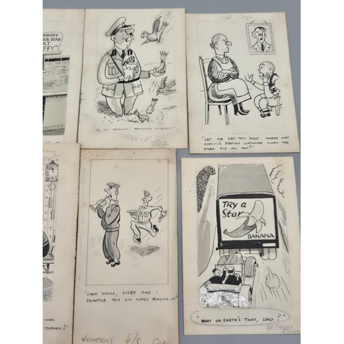 50 - Bill Tait
WWII Era Cartoonist for the newspapers; 10 Original pen artworks showing various military ... 