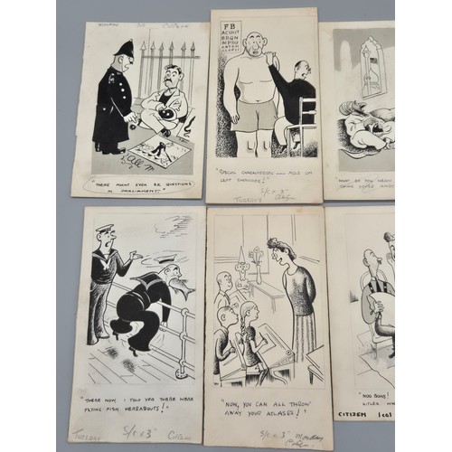 51 - Bill Tait
WWII Era Cartoonist for the newspapers; 10 Original pen artworks showing various military ... 