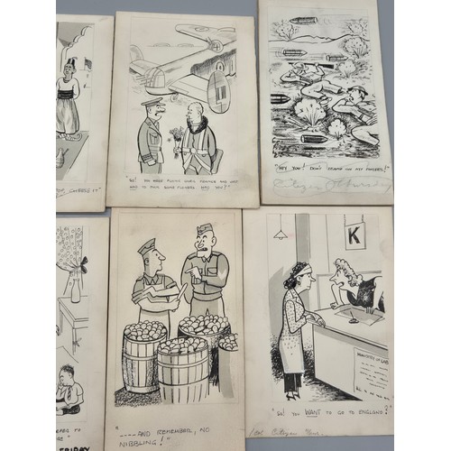 51 - Bill Tait
WWII Era Cartoonist for the newspapers; 10 Original pen artworks showing various military ... 