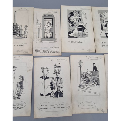 64 - Bill Tait
WWII Era Cartoonist for the newspapers; 10 Original pen artworks showing various military ... 