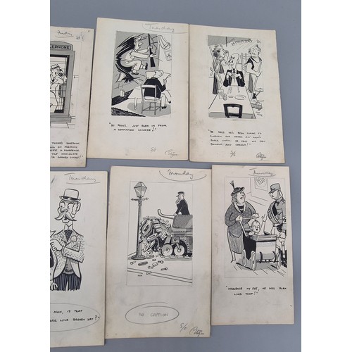 64 - Bill Tait
WWII Era Cartoonist for the newspapers; 10 Original pen artworks showing various military ... 