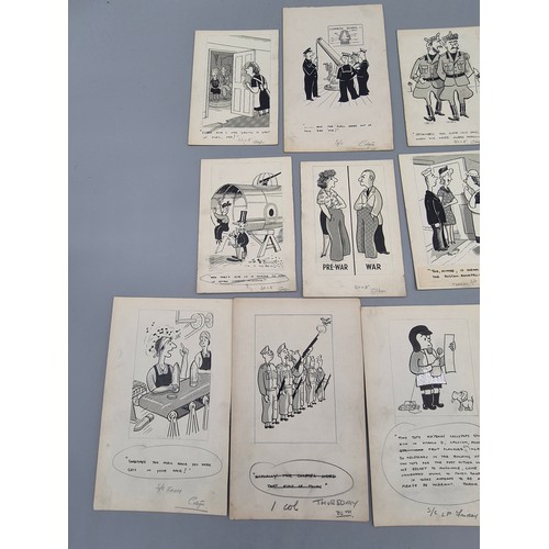 65 - Bill Tait
WWII Era Cartoonist for the newspapers; 10 Original pen artworks showing various military ... 