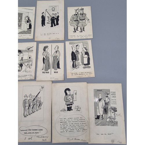 65 - Bill Tait
WWII Era Cartoonist for the newspapers; 10 Original pen artworks showing various military ... 