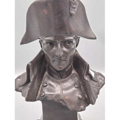 118 - A Bronze bust of Napoleon set on a marble plinth signed Lecomte 82 [37cm height]