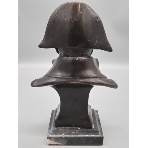 118 - A Bronze bust of Napoleon set on a marble plinth signed Lecomte 82 [37cm height]