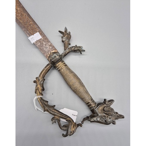 147 - Turkish made wall display sword- fitted with a dragon handle. [89cm length]