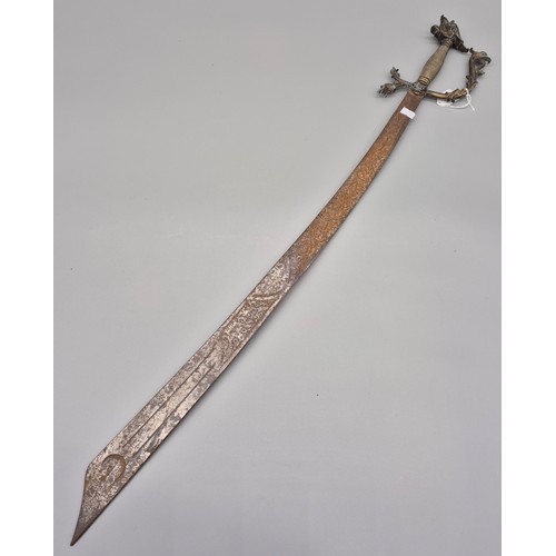 147 - Turkish made wall display sword- fitted with a dragon handle. [89cm length]