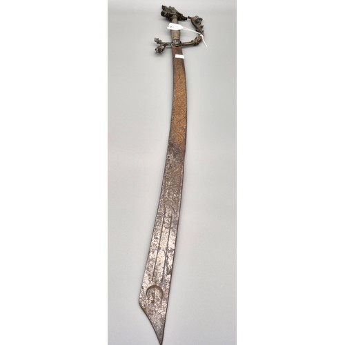 147 - Turkish made wall display sword- fitted with a dragon handle. [89cm length]