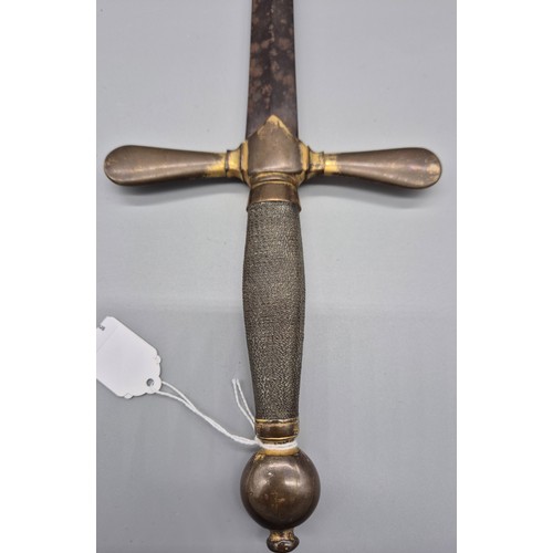 149 - Knight templar style ceremonial sword. Bronze pommel, wire binding handle and bronze cross guard. [8... 