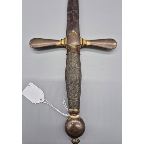 149 - Knight templar style ceremonial sword. Bronze pommel, wire binding handle and bronze cross guard. [8... 