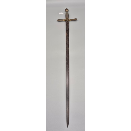 149 - Knight templar style ceremonial sword. Bronze pommel, wire binding handle and bronze cross guard. [8... 