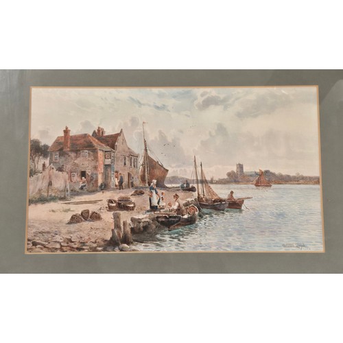 260 - After Stuart Lloyd 
Two coloured prints both depicting harbour scenes. Both within matching gilt fra... 