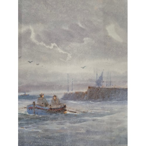 205 - Antique watercolour depicting stormy waters. Unsigned. Fitted within a gilt frame. [frame- 34.5x46.5... 