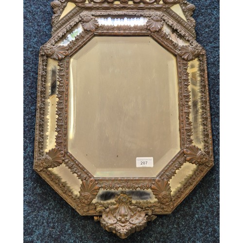 207 - 19th century continental Repousse Marginal mercury glass wall mirror. [78x43cm]