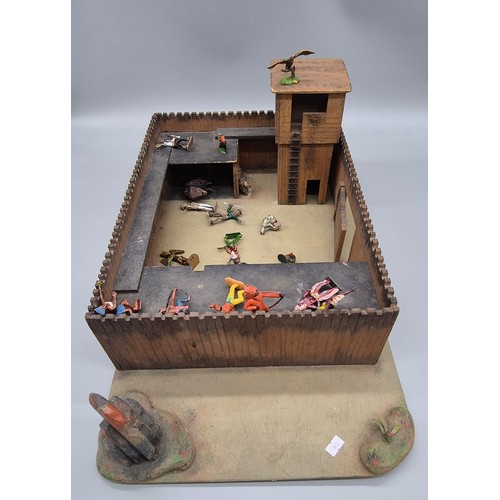 192 - Vintage cow boy and Native Indian fort, lead and plastic figures.