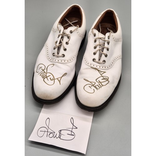 262 - A pair of FJ ICON golf shoes owned and signed by Ian Poulter, Comes with a hand signed card. Ian Pou... 