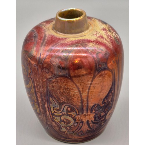 263 - William S Mycock for Pilkington Royal Lancastrian Lustre ware vase, c1920. showing an Art Nouveau de... 