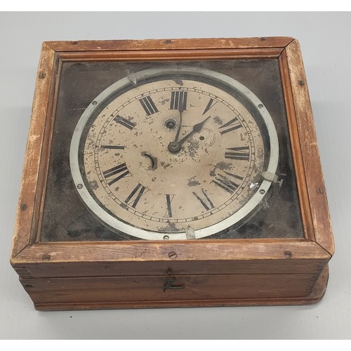 193 - Rare original WWI CONVOY “ZIG-ZAG” CLOCK in fitted pine case [missing seconds hand] [23cm clock diam... 