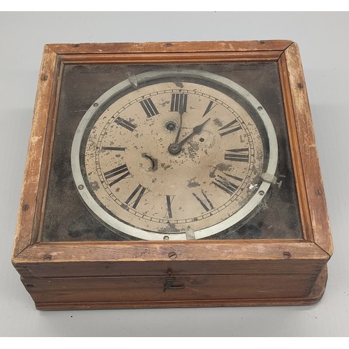 193 - Rare original WWI CONVOY “ZIG-ZAG” CLOCK in fitted pine case [missing seconds hand] [23cm clock diam... 