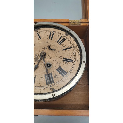 193 - Rare original WWI CONVOY “ZIG-ZAG” CLOCK in fitted pine case [missing seconds hand] [23cm clock diam... 