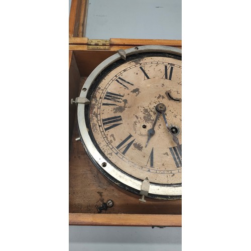 193 - Rare original WWI CONVOY “ZIG-ZAG” CLOCK in fitted pine case [missing seconds hand] [23cm clock diam... 