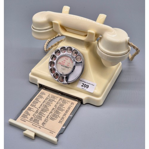 209 - A GPO model 1/232L white ivory colour Bakelite 1950s telephone with date mark S56/2