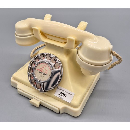 209 - A GPO model 1/232L white ivory colour Bakelite 1950s telephone with date mark S56/2