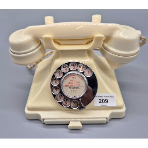 209 - A GPO model 1/232L white ivory colour Bakelite 1950s telephone with date mark S56/2