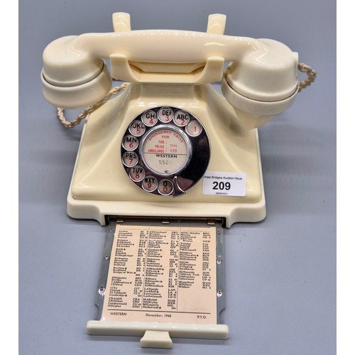 209 - A GPO model 1/232L white ivory colour Bakelite 1950s telephone with date mark S56/2